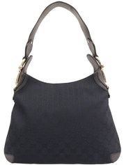 キャンバスGGパターンホースビットプレートハンドバッグ ブラック