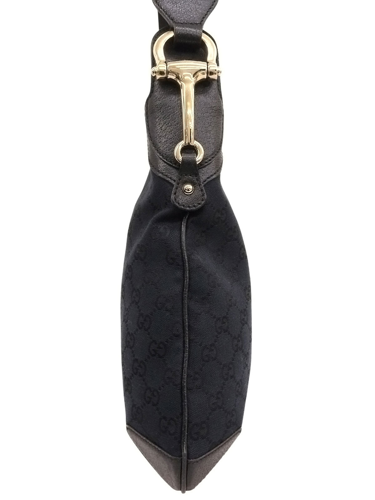 キャンバスGGパターンホースビットプレートハンドバッグ ブラック