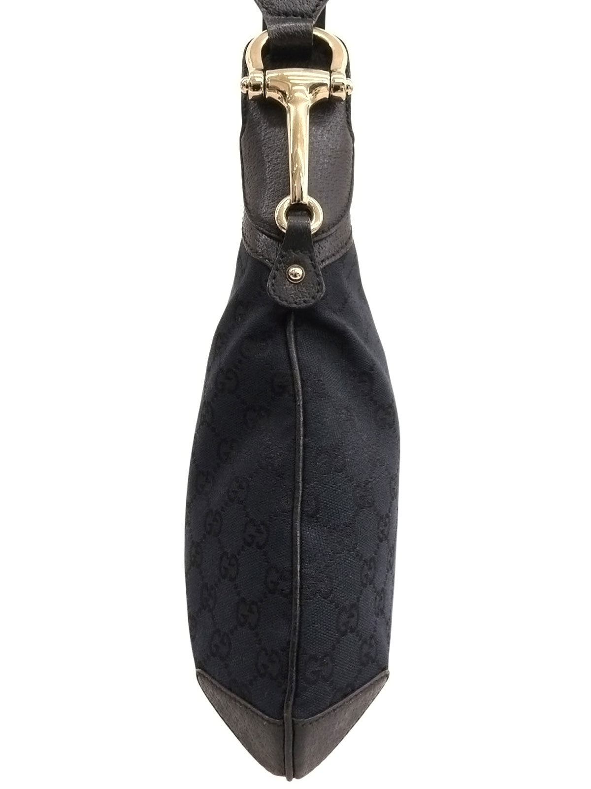 キャンバスGGパターンホースビットプレートハンドバッグ ブラック