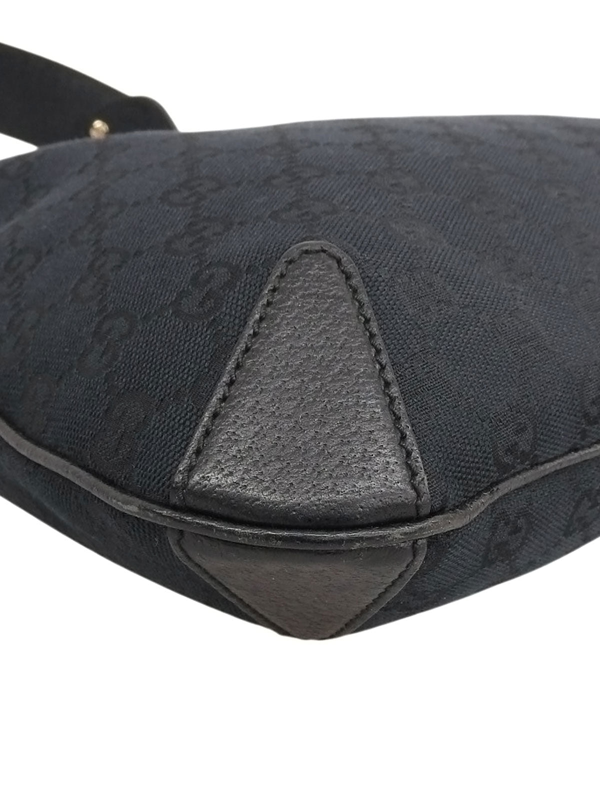 キャンバスGGパターンホースビットプレートハンドバッグ ブラック