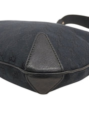 キャンバスGGパターンホースビットプレートハンドバッグ ブラック