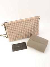 Intrecciato 链条钱包 粉色 米色