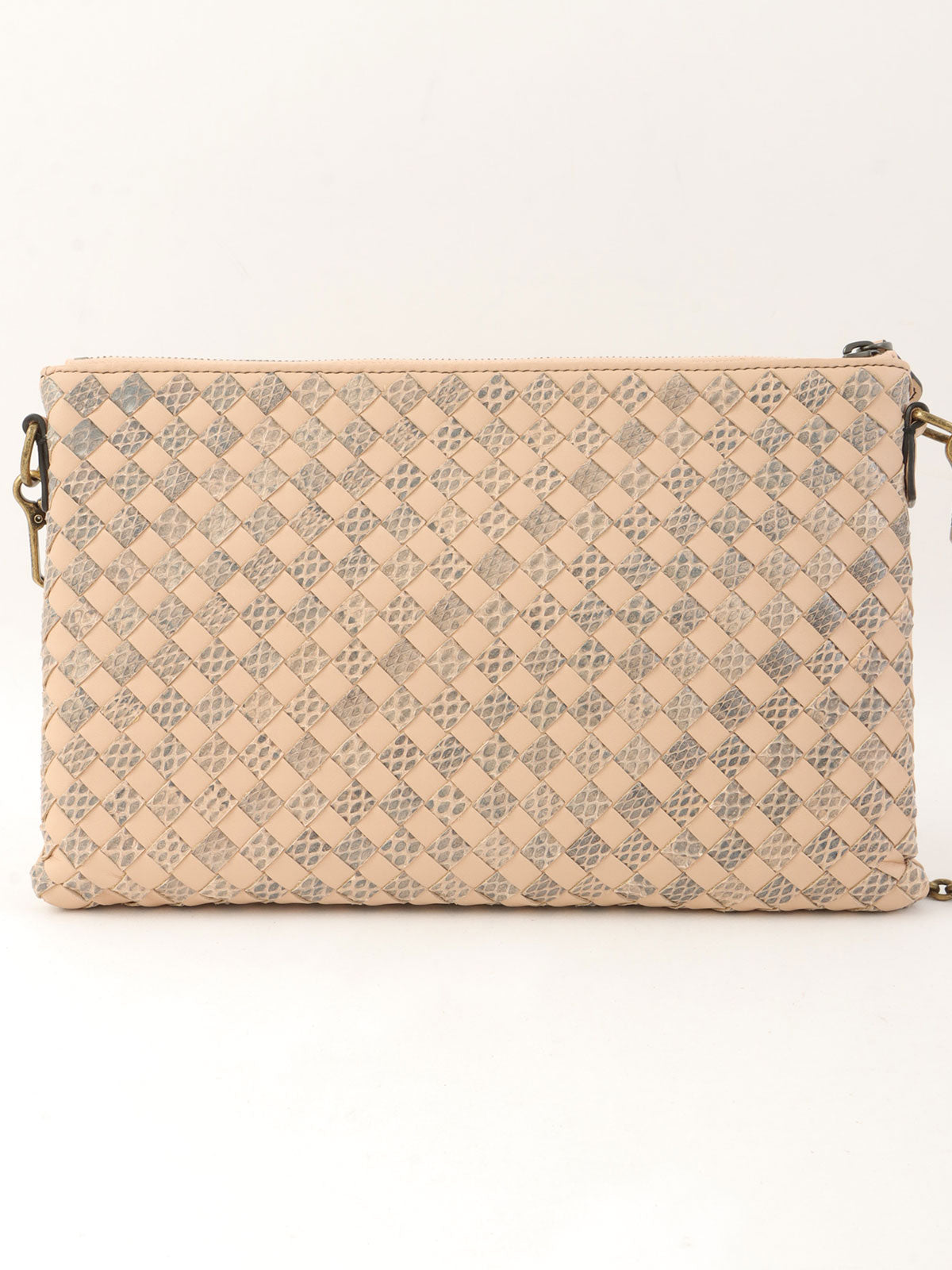 Intrecciato 链条钱包 粉色 米色