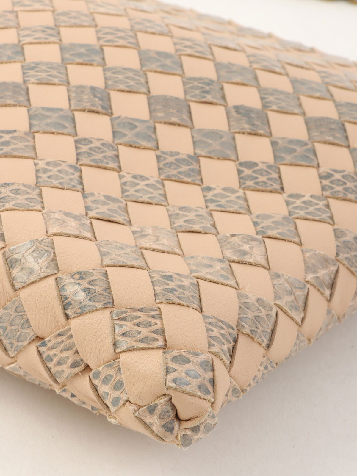 Intrecciato 链条钱包 粉色 米色