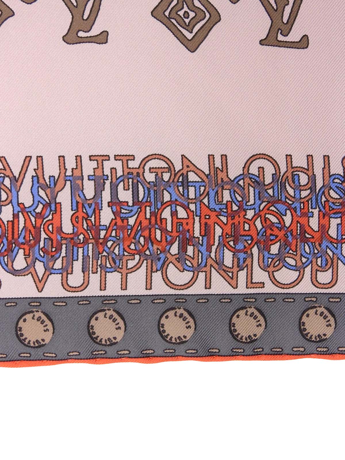 粉色真丝字母图案地图围巾