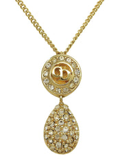 Rhinestone Logo Swing Necklace Gold