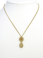 Rhinestone Logo Swing Necklace Gold