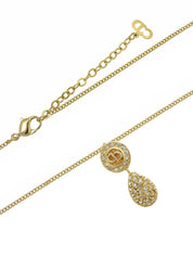 Rhinestone Logo Swing Necklace Gold