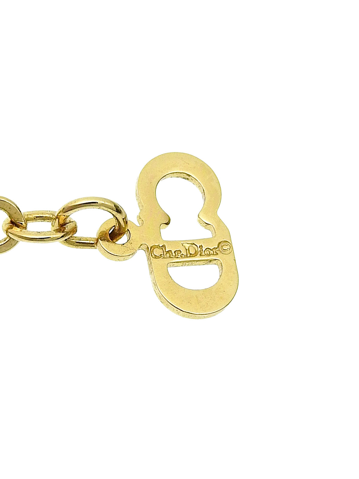 Rhinestone Logo Swing Necklace Gold
