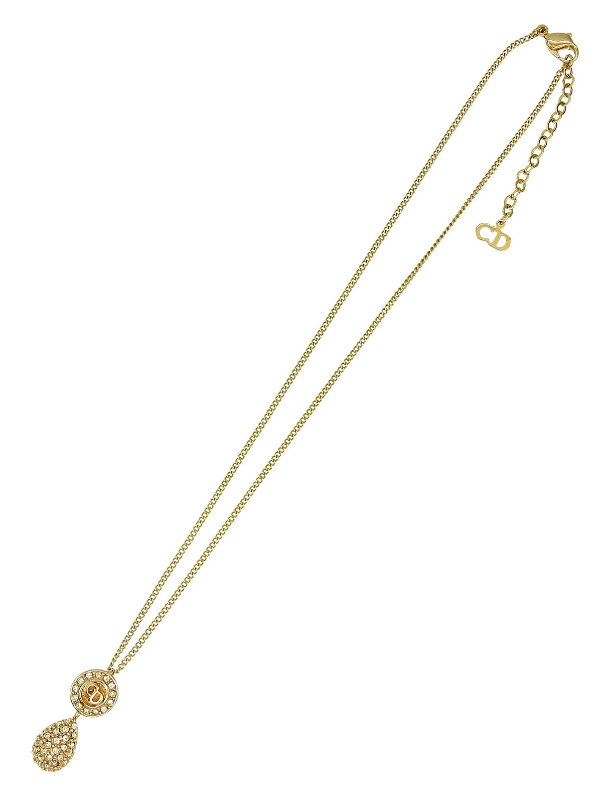 Rhinestone Logo Swing Necklace Gold