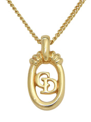 Oval Logo Cutout Necklace Gold