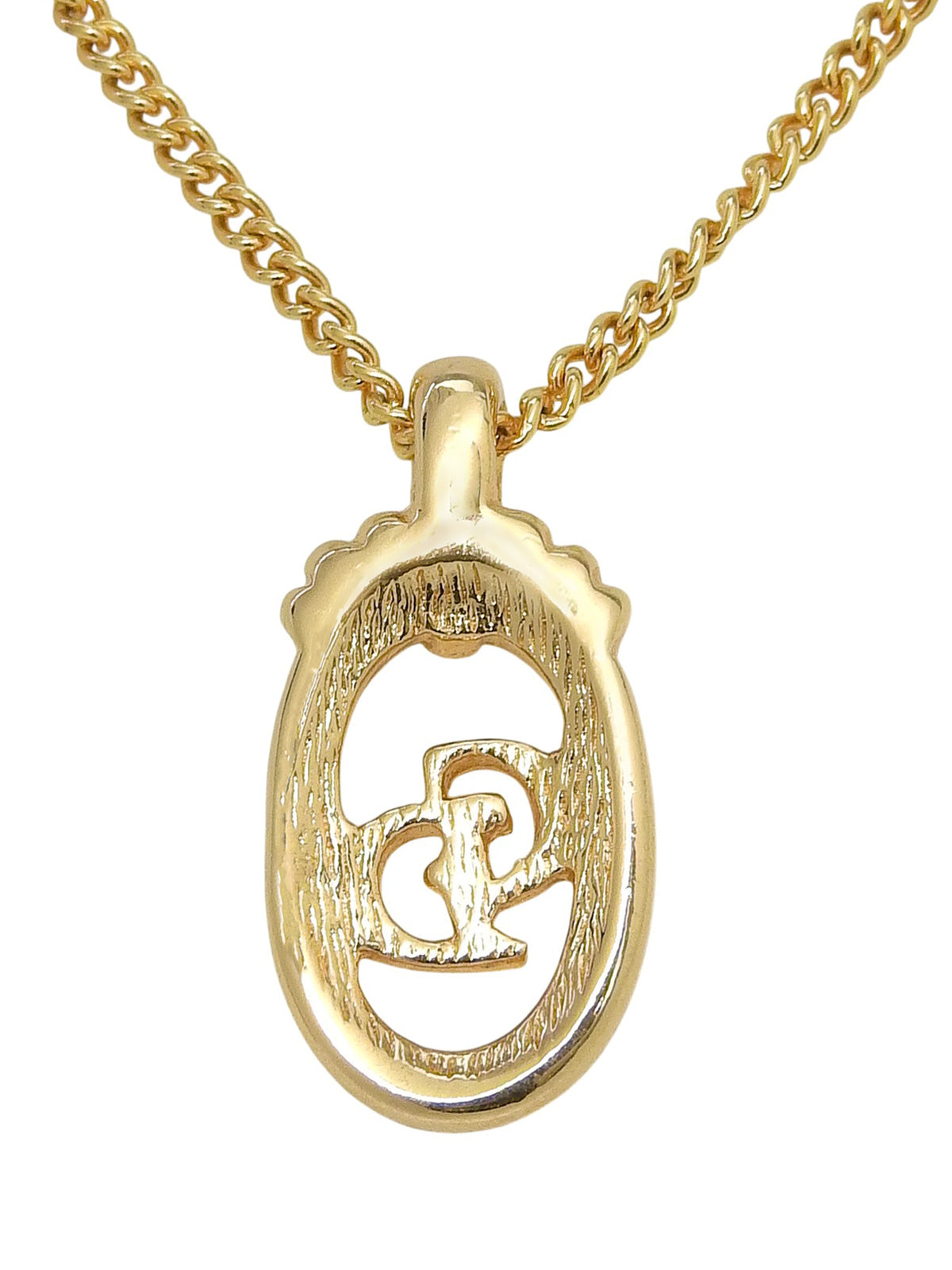 Oval Logo Cutout Necklace Gold