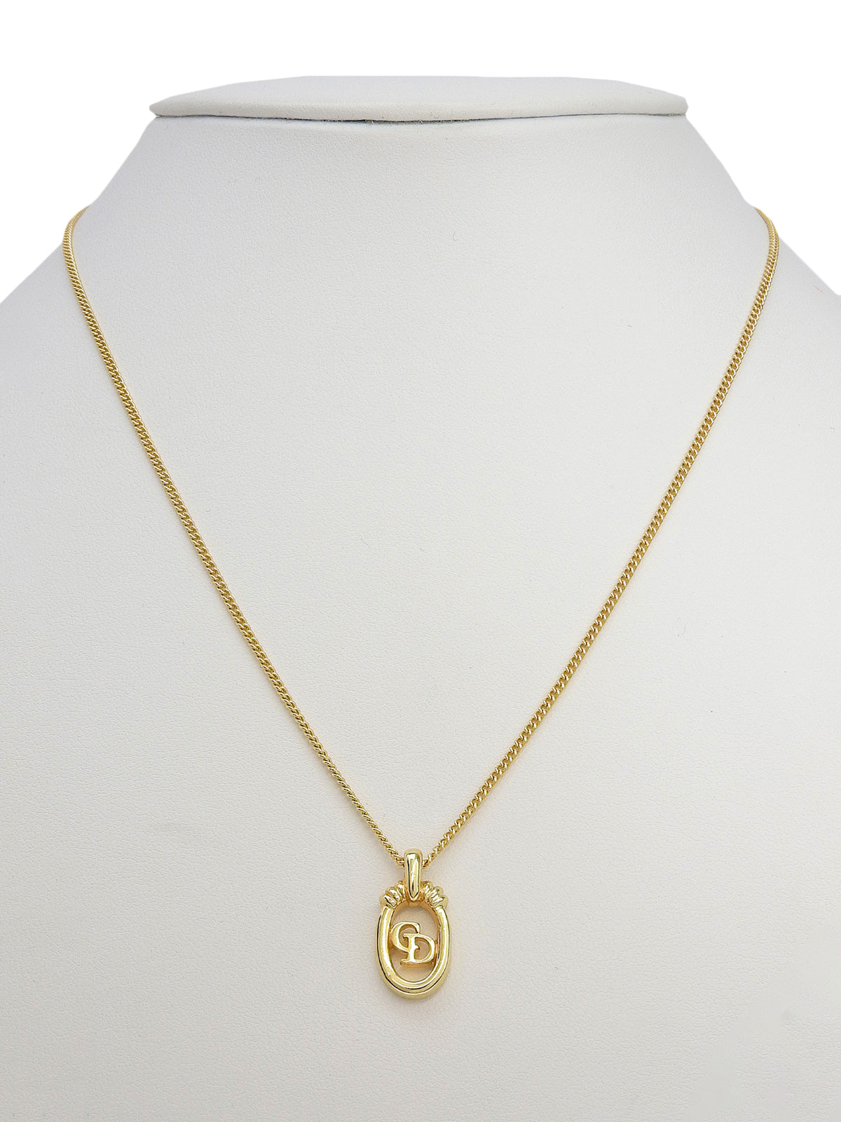 Oval Logo Cutout Necklace Gold