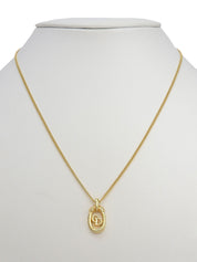 Oval Logo Cutout Necklace Gold