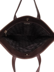 Suede Anagram Logo Embossed Tote Bag, Brown