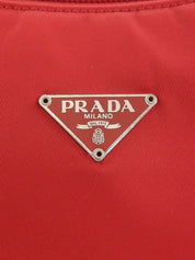 Nylon logo plate handbag in red