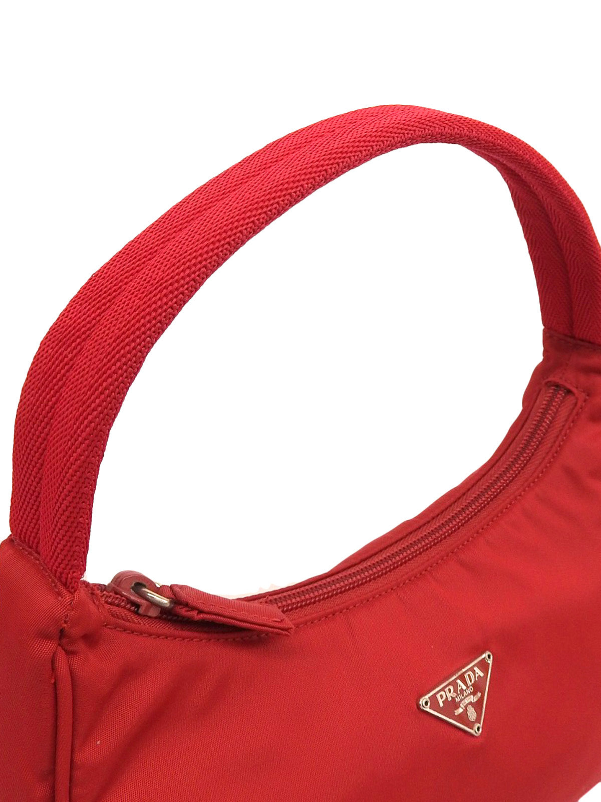 Nylon logo plate handbag in red