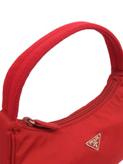 Nylon logo plate handbag in red