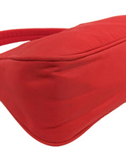 Nylon logo plate handbag in red