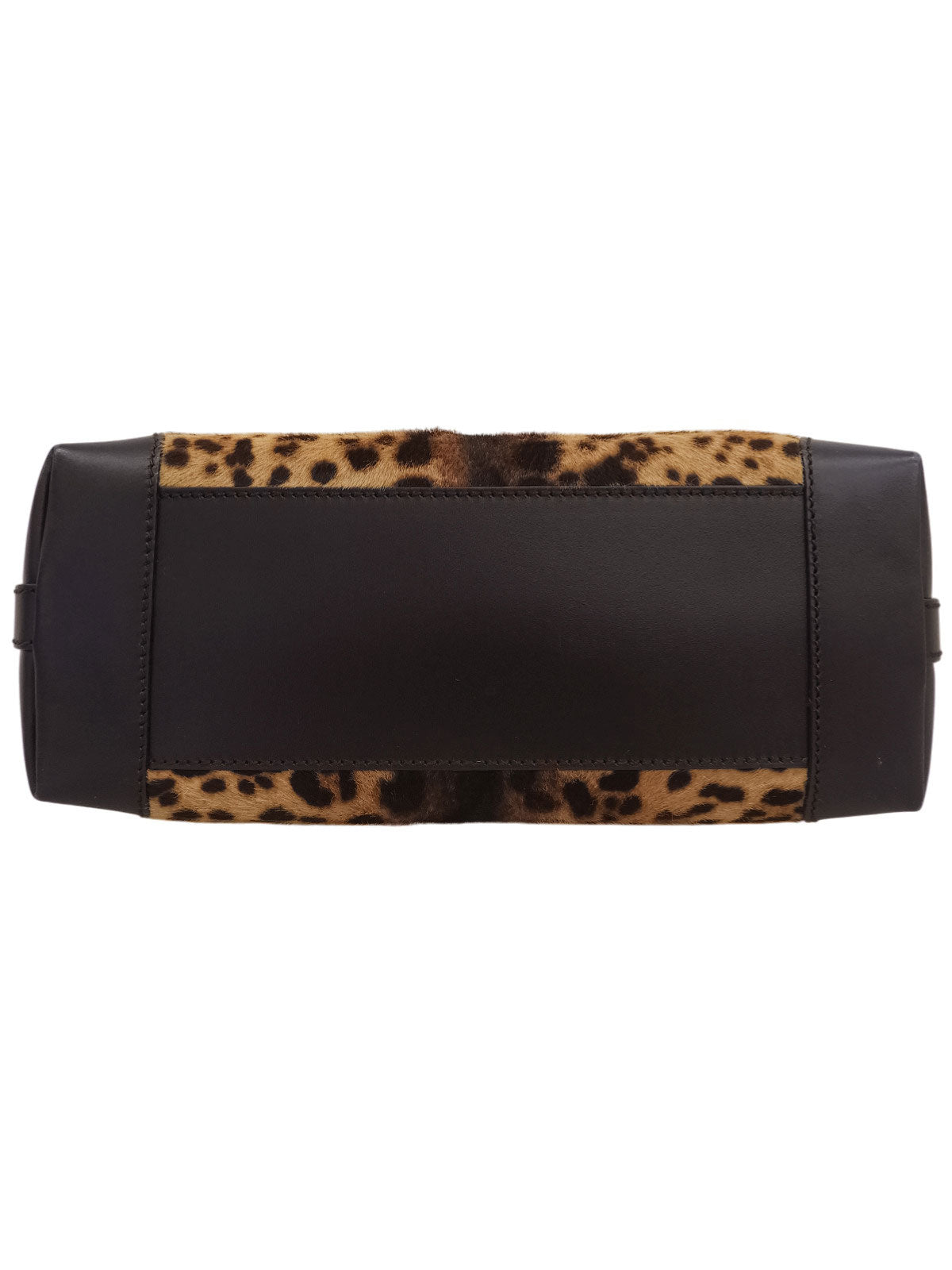Calf hair leopard pattern handbag, brown/black