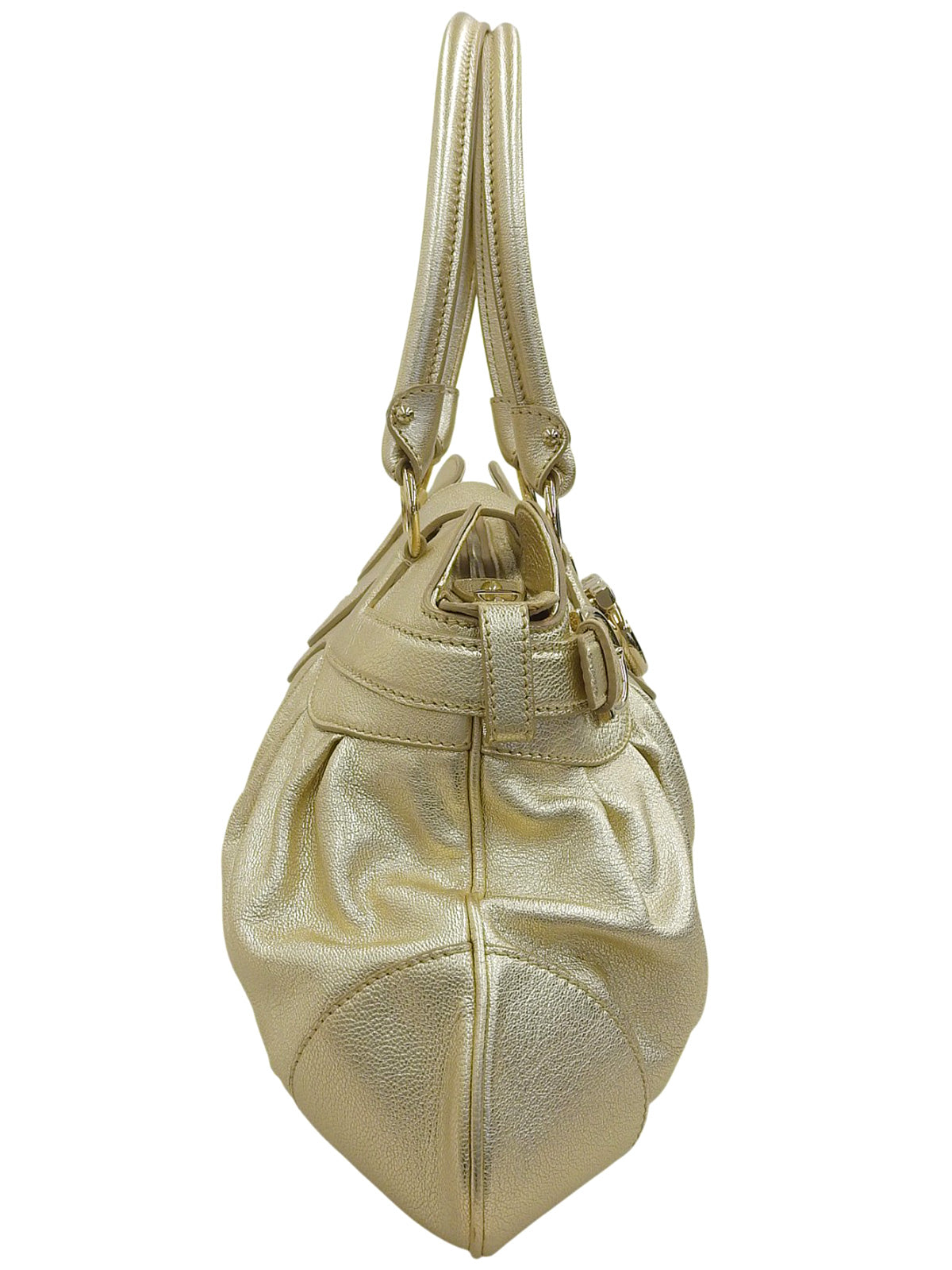 ガンチーニプレートハンドバッグ ゴールド