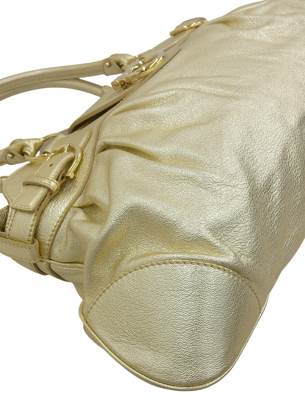 ガンチーニプレートハンドバッグ ゴールド