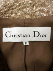 Double-breasted collarless jacket in beige/brown