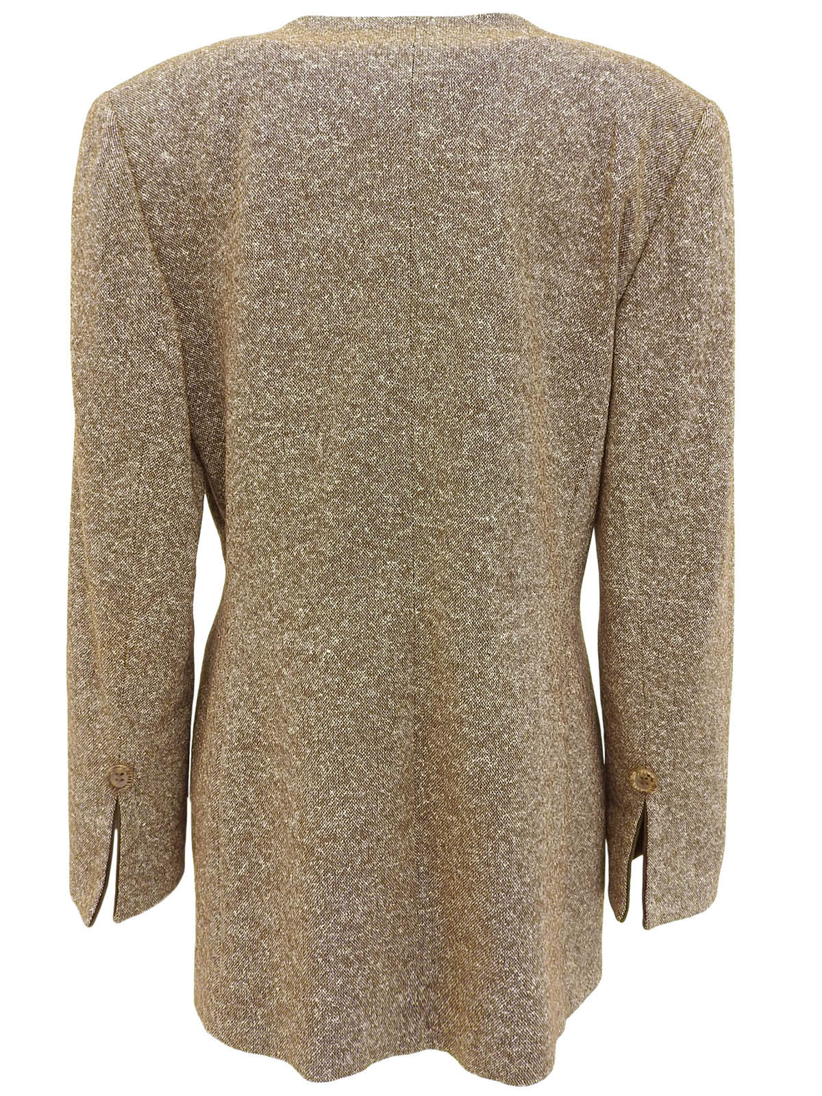 Double-breasted collarless jacket in beige/brown