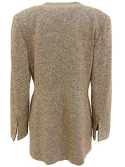 Double-breasted collarless jacket in beige/brown