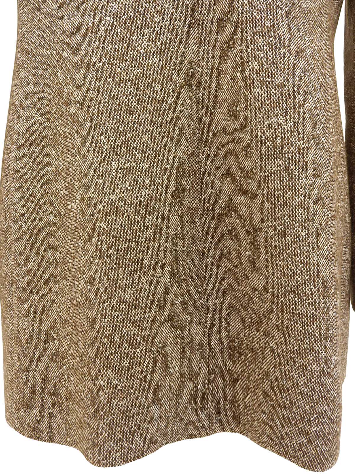 Double-breasted collarless jacket in beige/brown