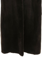 Sheared mink fur long jacket in dark brown