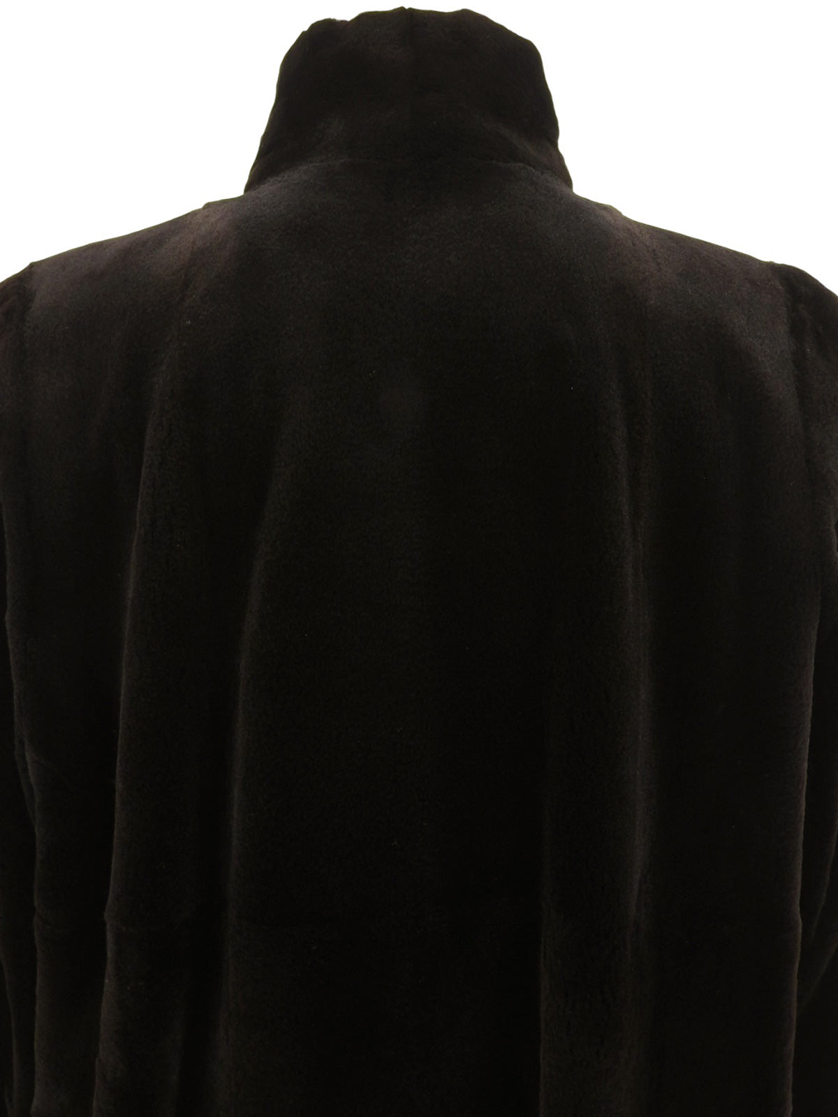 Sheared mink fur long jacket in dark brown