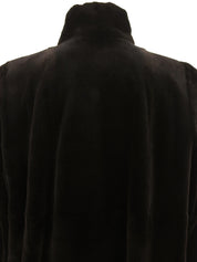 Sheared mink fur long jacket in dark brown