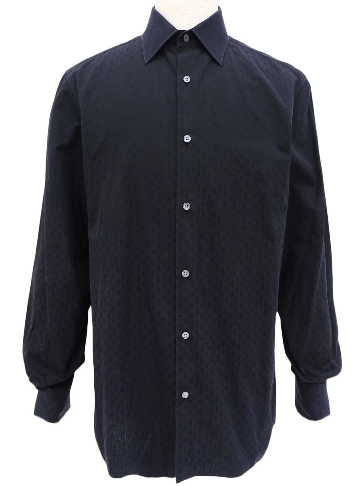 Monogram Pattern Long Sleeve Shirt in Black