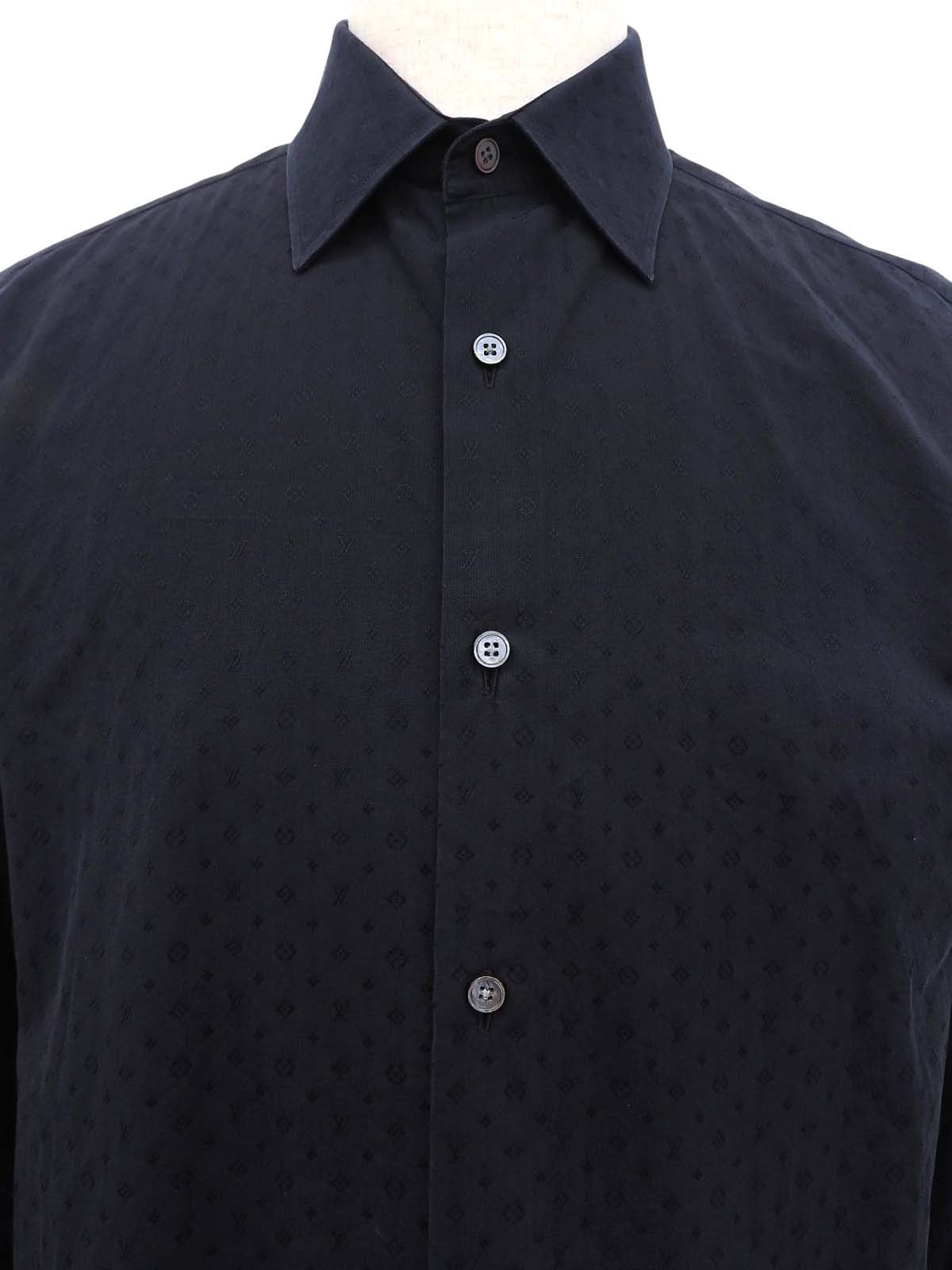 Monogram Pattern Long Sleeve Shirt in Black