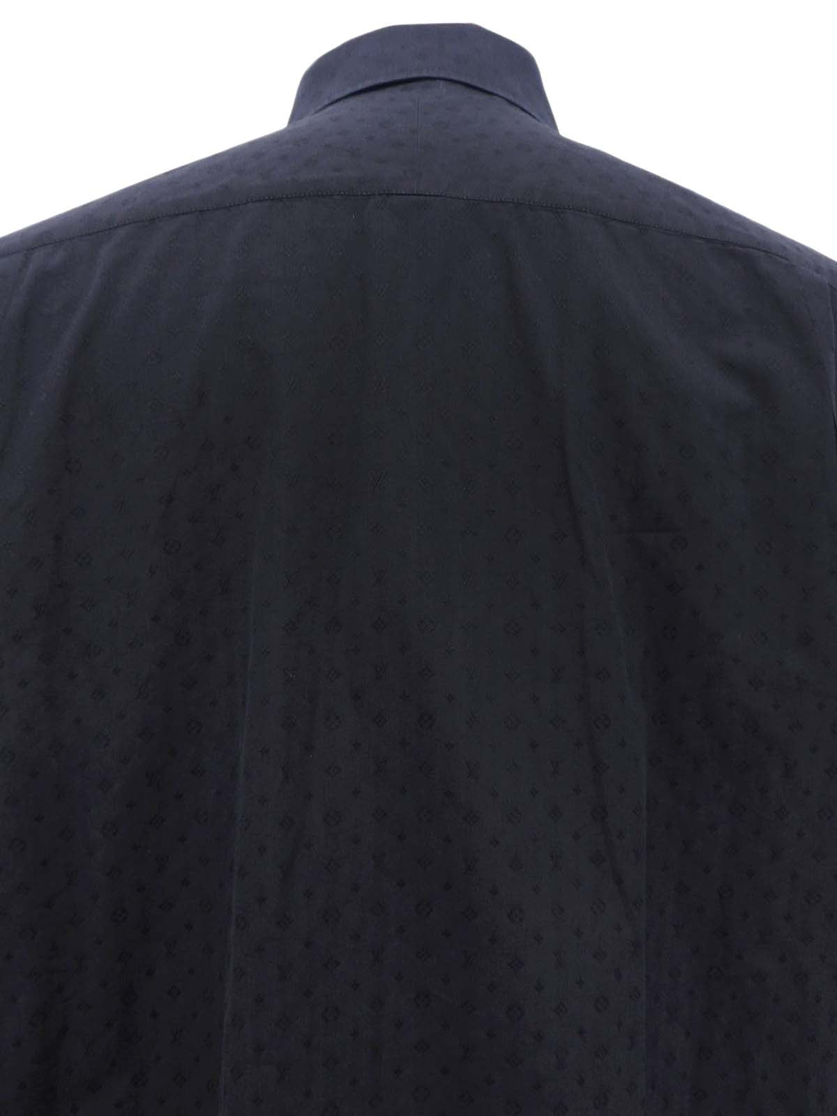 モノグラムパターン長袖シャツ #40 ブラック