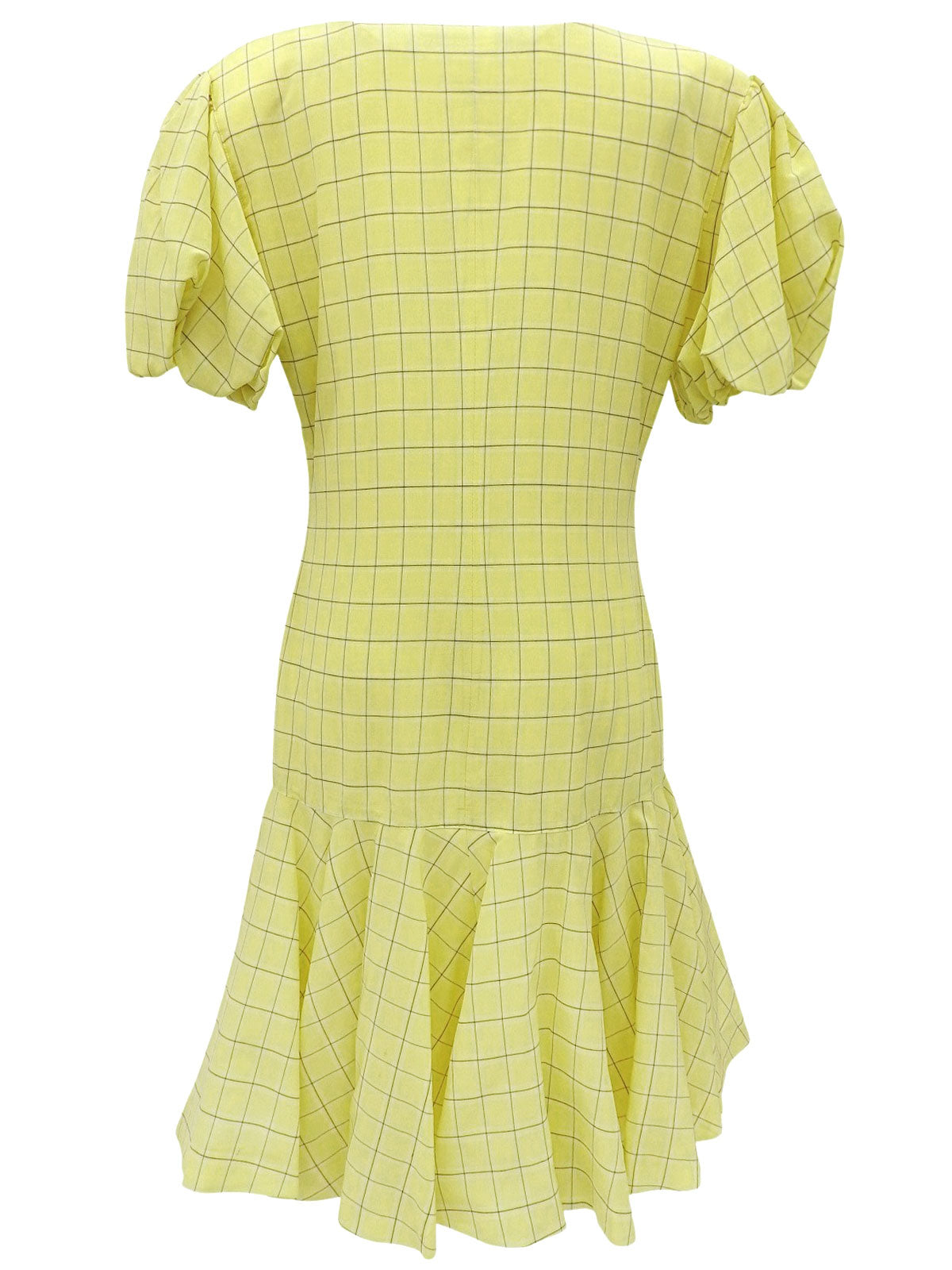 Check Pattern Short Sleeve Dress in Yellow