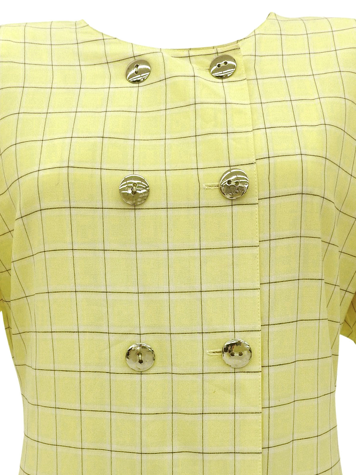Check Pattern Short Sleeve Dress in Yellow
