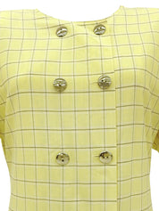Check Pattern Short Sleeve Dress in Yellow