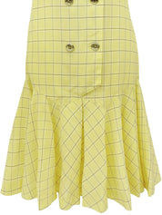 Check Pattern Short Sleeve Dress in Yellow