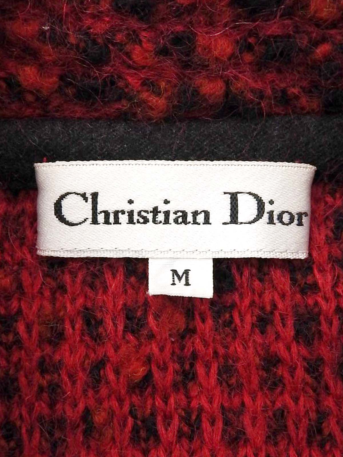 ロゴボタンミックスニットジャケット レッド