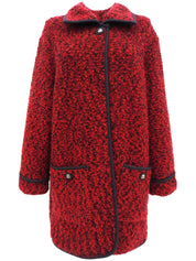 ロゴボタンミックスニットジャケット レッド