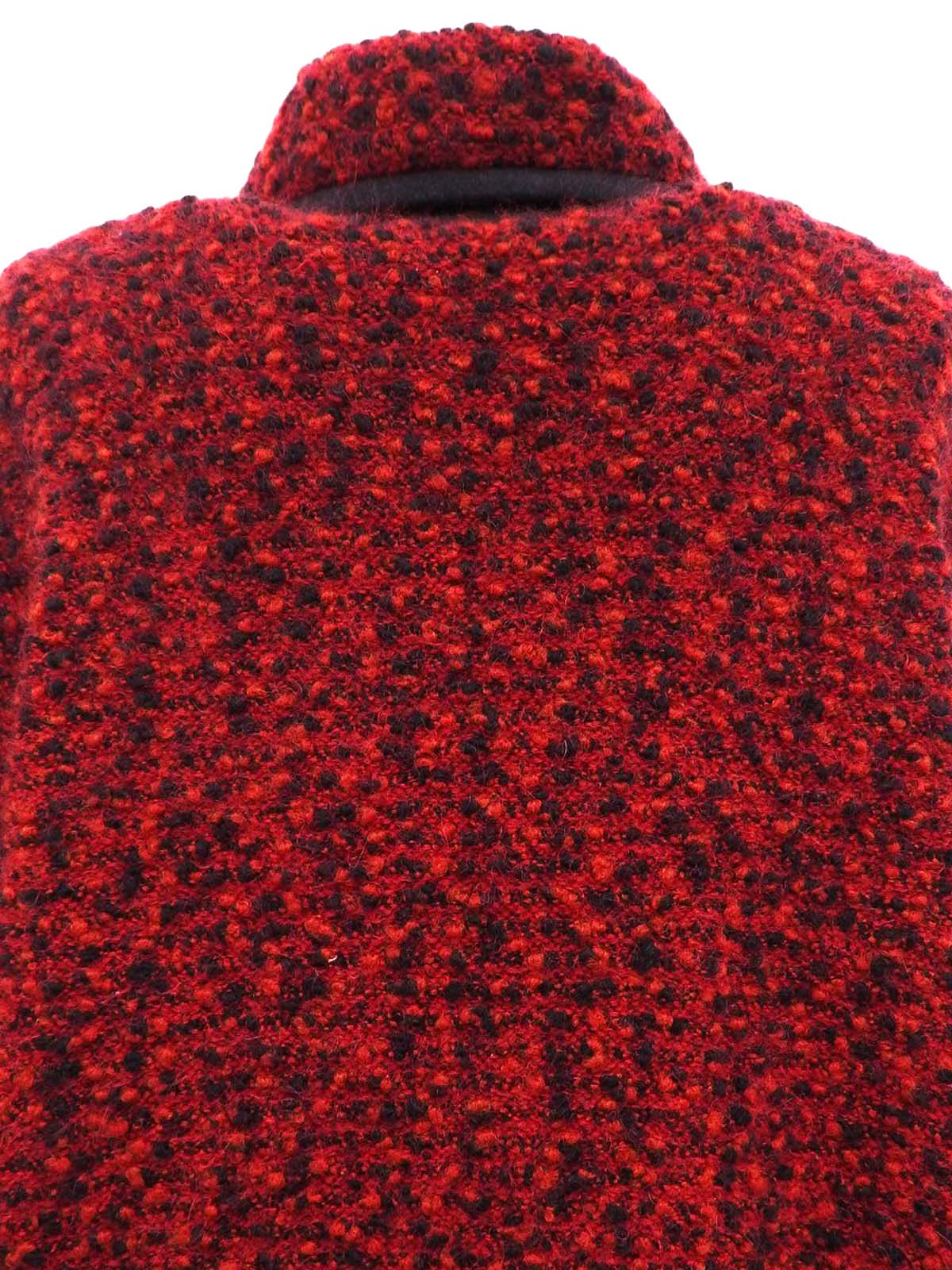 ロゴボタンミックスニットジャケット レッド