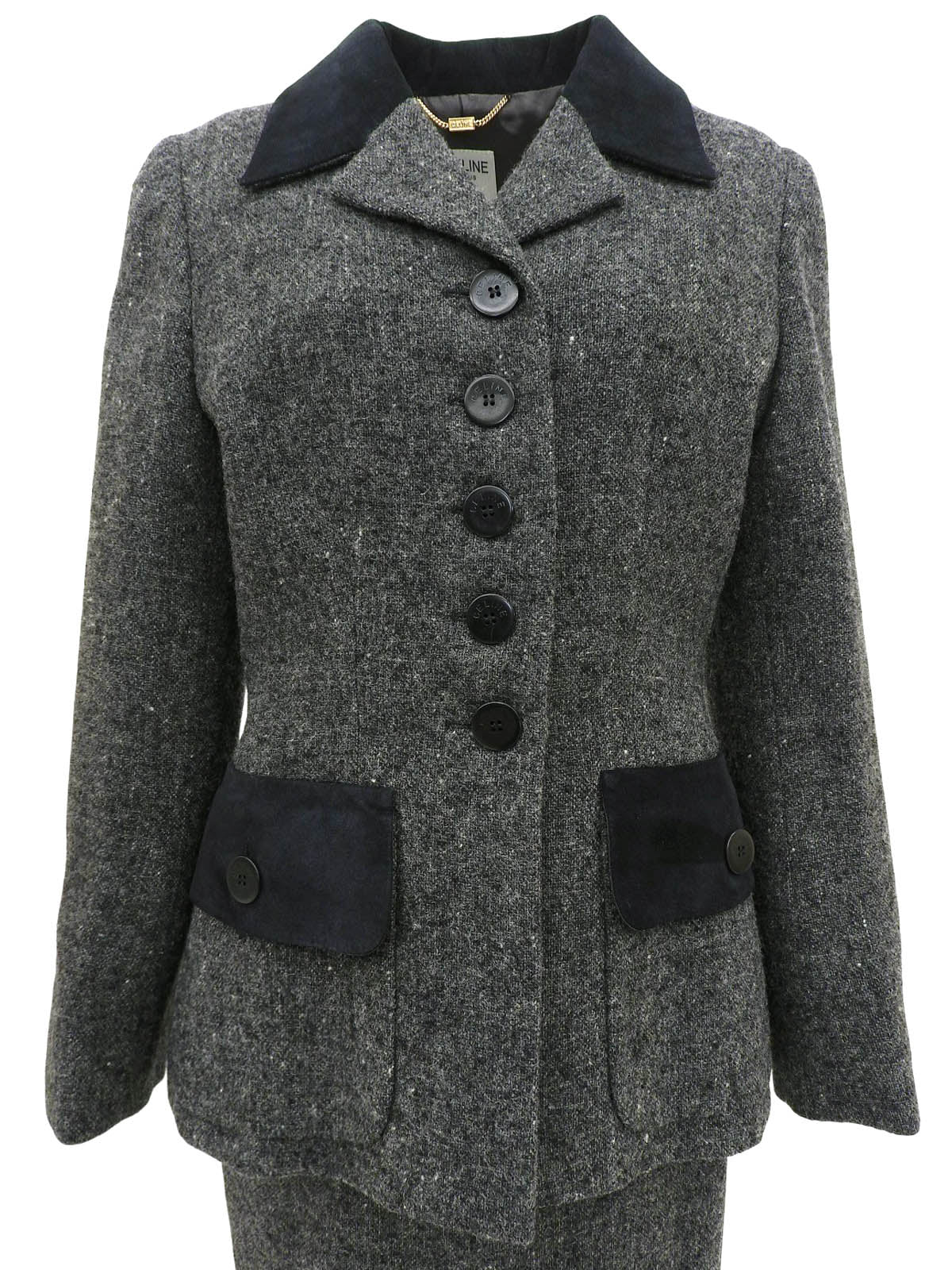 バイカラーロゴボタンセットアップ グレー/ブラック