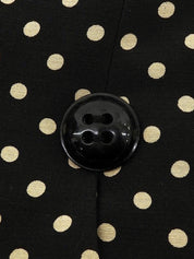 ドットパターン長袖ワンピース ブラック/ベージュ