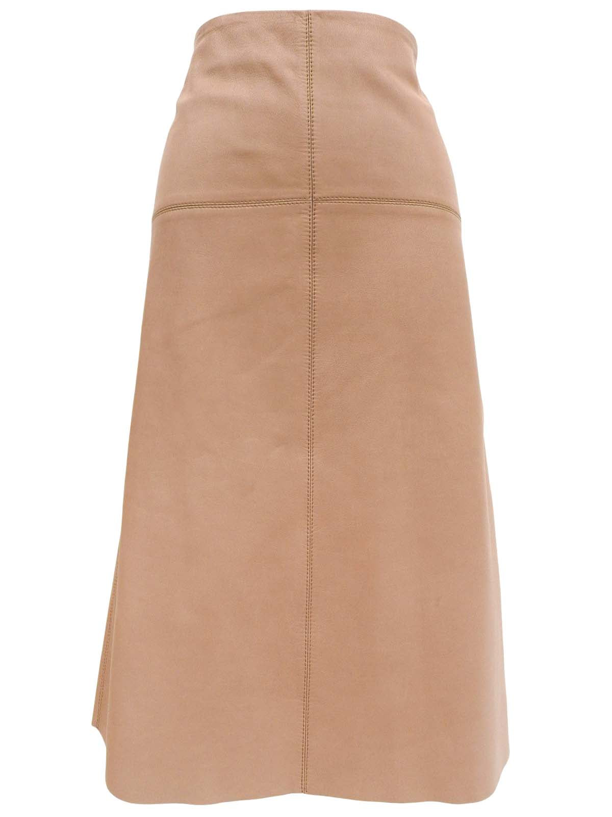 レザークロスステッチフレアスカート ピンク