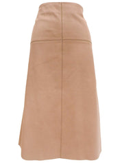 レザークロスステッチフレアスカート ピンク