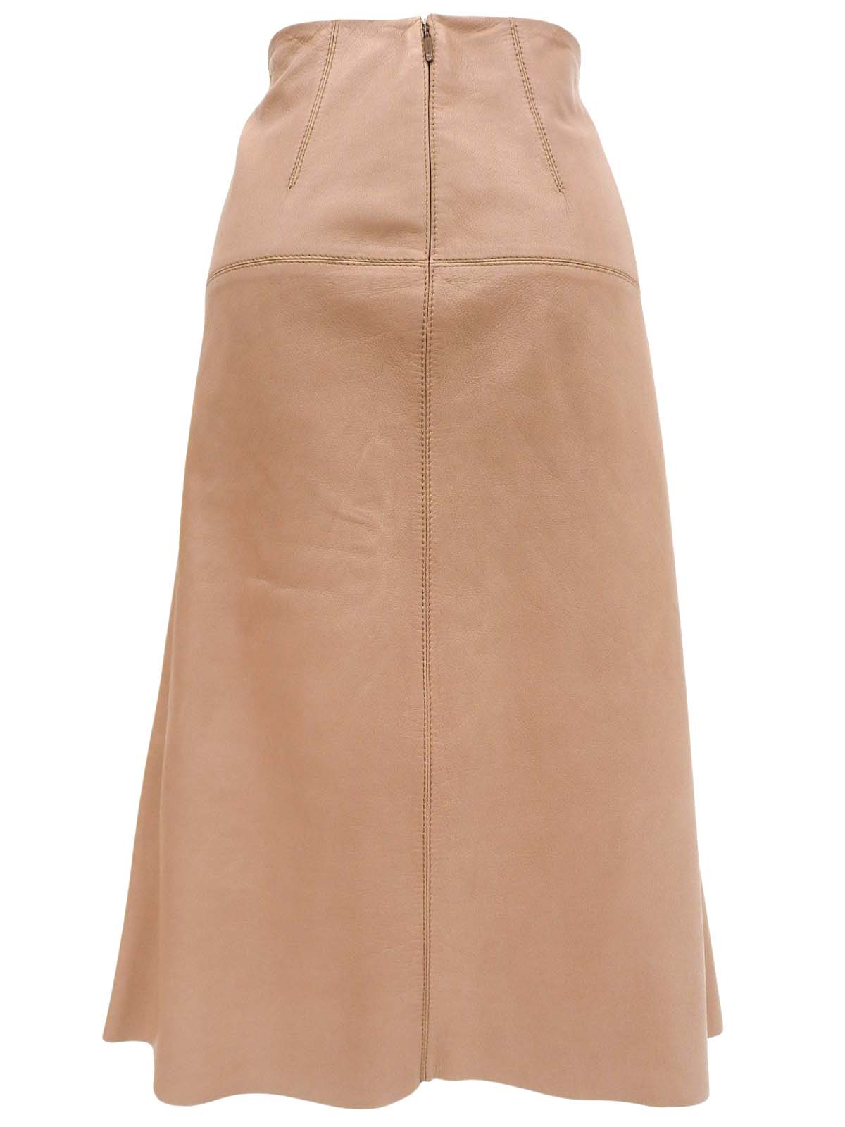 Faux Leather Cross-Stitch Flare Skirt #34 Pink