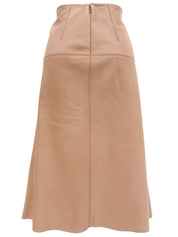 Faux Leather Cross-Stitch Flare Skirt #34 Pink