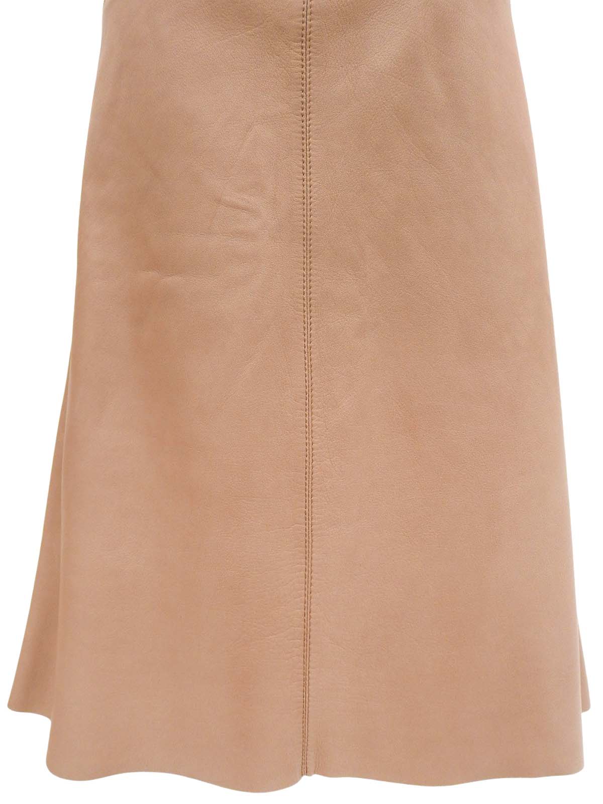 レザークロスステッチフレアスカート ピンク